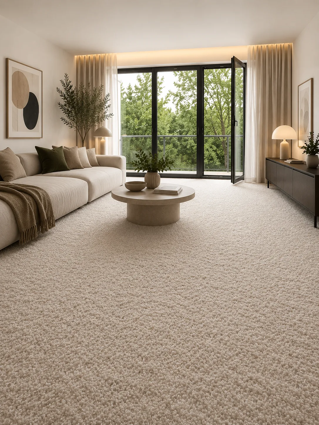 Wohnzimmer mit Teppich nach Maß von Heineking